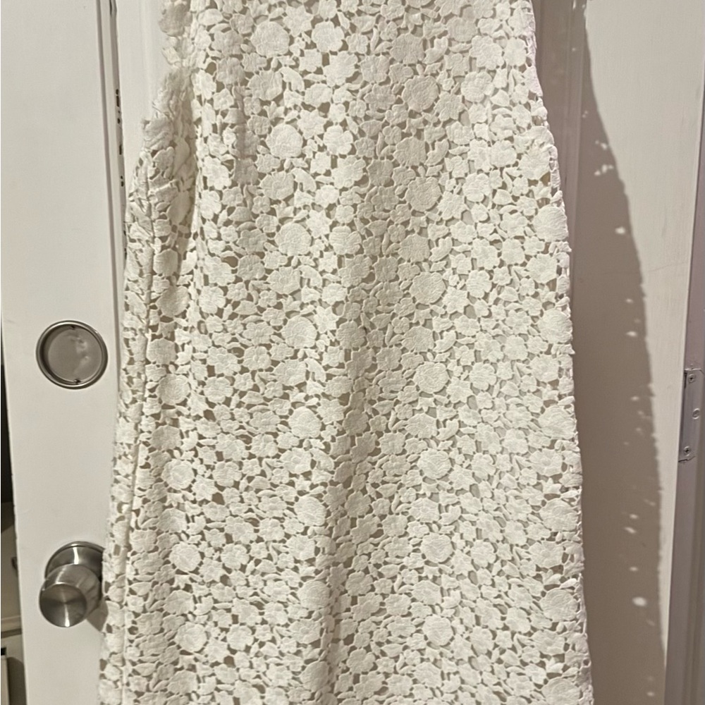Michael Kors White Floral Lace A-Line Skirt